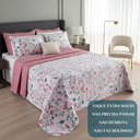 Ver imagem 3 de Kit Colcha Casa Xique Casal Queen Size Nyla Kit Cobre Leito Dupla Face 200 Fios Avere:pink