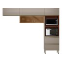 Ver imagem 2 de Cozinha Completa Modulada com Aéreo 3 Peças MDF Proença Bege/Nogueira/Nude Prime