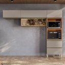 Ver imagem 1 de Cozinha Completa Modulada com Aéreo 3 Peças MDF Proença Bege/Nogueira/Nude Prime