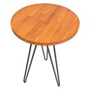 Ver imagem 3 de Mesa de Canto Circular de Ferro e Madeira Industrial Carvalho e Preto