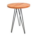 Ver imagem 4 de Mesa de Canto Circular de Ferro e Madeira Industrial Carvalho e Preto