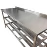 Mesa Aço Inox Profissional 170x60x90 Cm com 2 Prateleiras Fenestradas com Espelho Nortinox Stander - 4