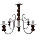 Ver imagem 1 de Luminária Torneada de Ferro e Madeira para Decoração de Sala Jantar - Branco & Verniz