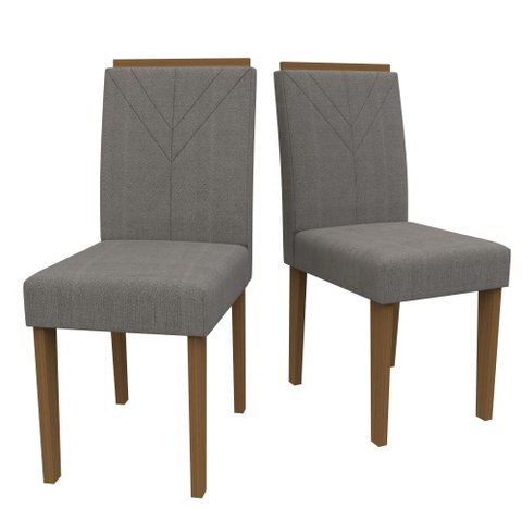 Kit 2 Cadeiras para mesa de Jantar Amanda Imbuia/Cinza New Ceval