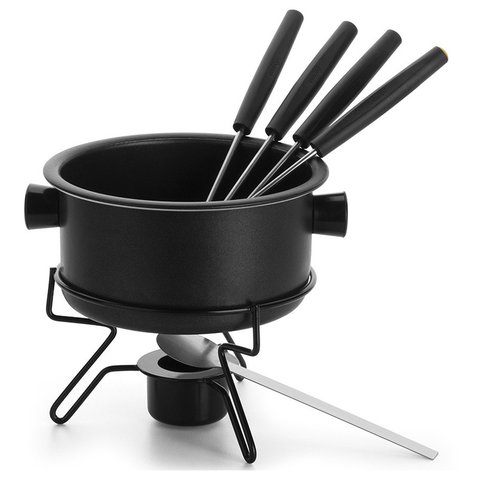 Aparelho Fondue Antiaderente 700ml 4 Garfos Alumínio Preto - Forma Inox