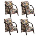 Ver imagem 1 de Kit 4 Poltronas Decorativas 1 Lugar Vênus Braço Pé Madeira Confortável Sala TV D Salla Estampado Bee
