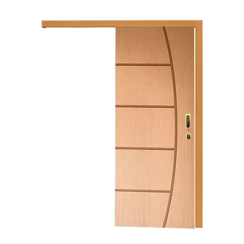 Porta de Correr Frisada Cm-01 Natural Kit de Madeira C/ Fechadura 102