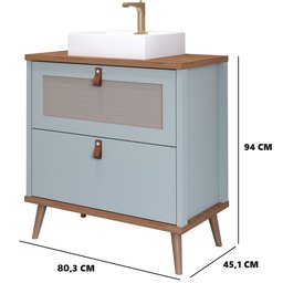Gabinete de Banheiro com Cuba Veneto Pistache e Freijó 80 Cm - 2