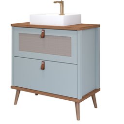 Gabinete de Banheiro com Cuba Veneto Pistache e Freijó 80 Cm - 1