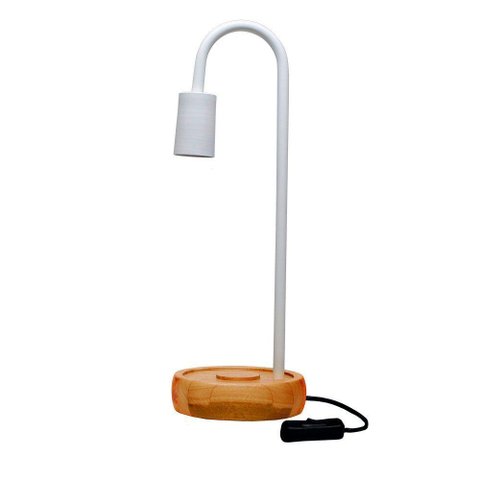 Luminária de Mesa Taschibra Flam Metal/madeira E27 Bivolt Branco