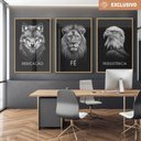 Ver imagem 1 de Kit 3 Quadros Decorativo Dedicação, Fé e Persistência Preto e Branco Sala Quarto Casa Escritório