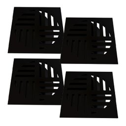 Kit 4 Ralo Grelha Quadrada com Fecho Automático Preto 10cm - 1