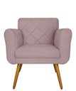 Ver imagem 2 de Poltrona Decorativa Estofada Para Hall de Entrada Isabella Suede Rosê - LM DECOR
