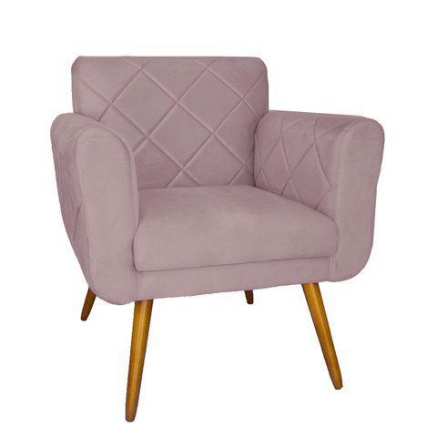 Poltrona Decorativa Estofada Para Hall de Entrada Isabella Suede Rosê - LM DECOR