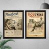 Kit de Quadros Decorativos 2 peças Redes Socias Retro - 2