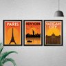 Kit de Quadros Decorativos 3 peças Cidades retro - 2