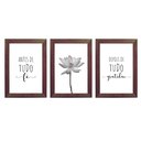 Ver imagem 2 de Kit 3 Quadros Decorativos - Fé e Gratidão Flor de Lótus:tabaco