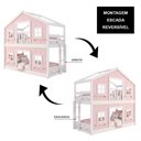 Ver imagem 6 de Beliche Montessoriano Solteiro Casinha Dos Sonhos Madeira Maciça Rosa Branco Megamobília