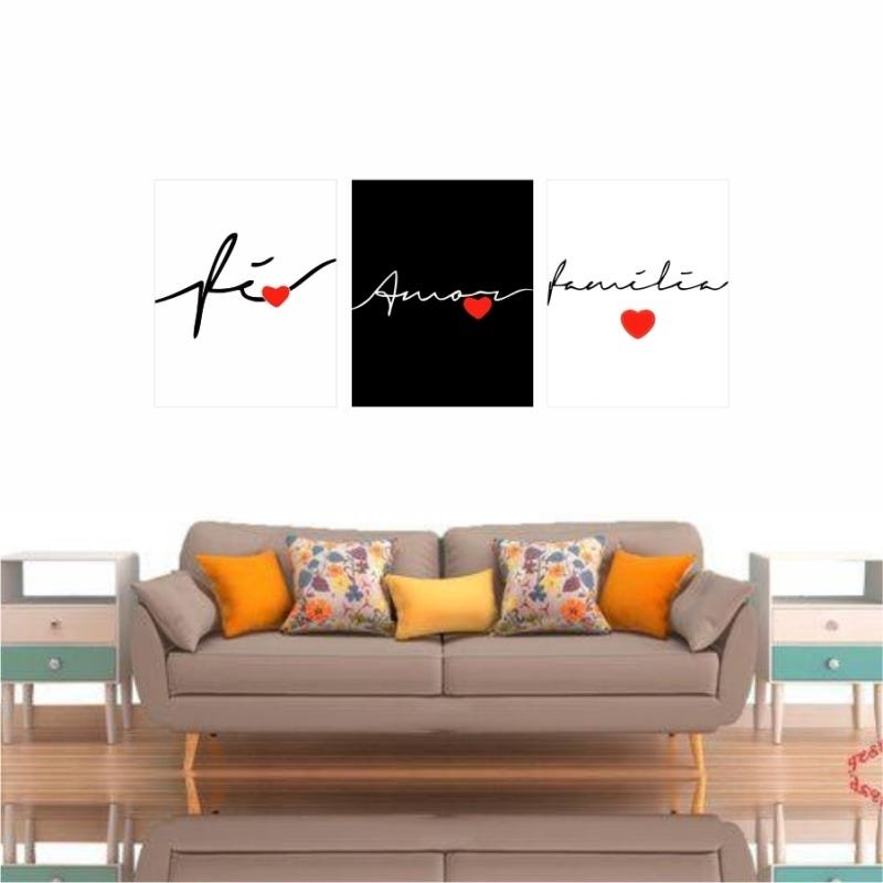 Conjunto Kit De Quadros Amor Família Fé Gratidão - 5