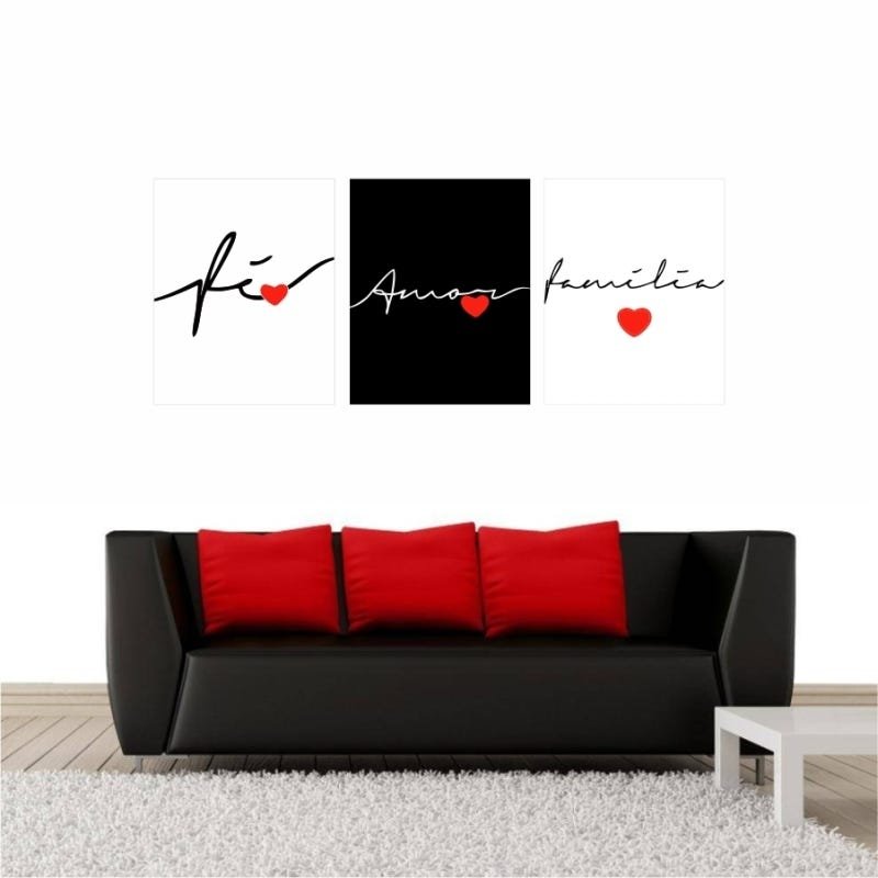 Conjunto Kit De Quadros Amor Família Fé Gratidão - 3