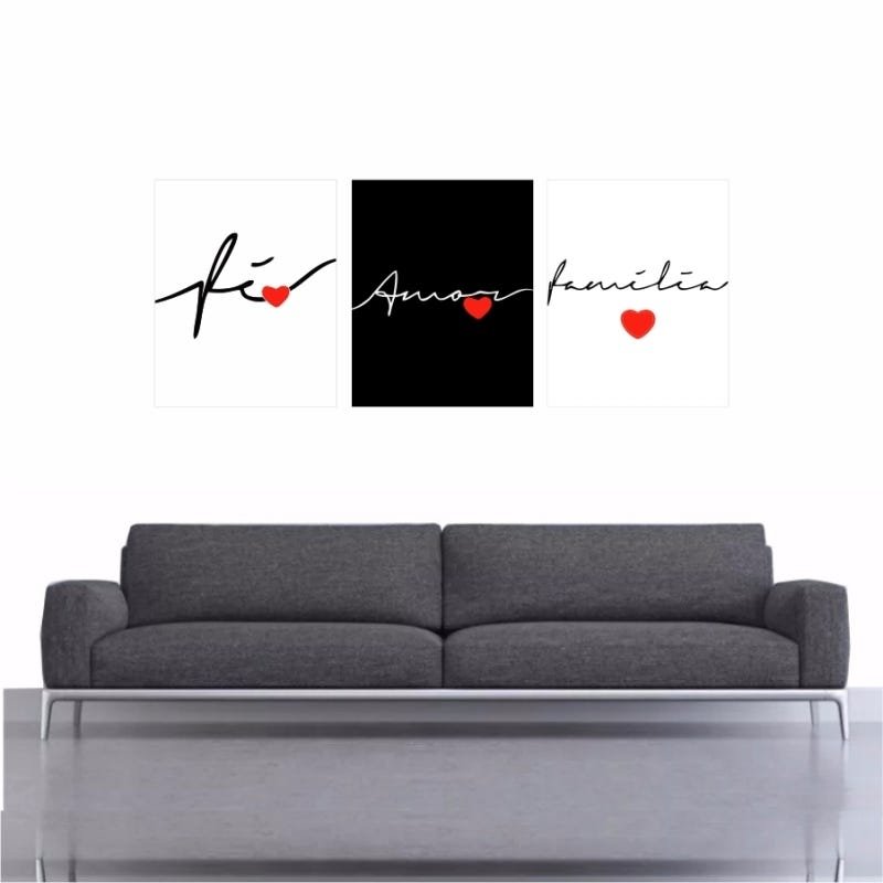 Conjunto Kit De Quadros Amor Família Fé Gratidão - 7