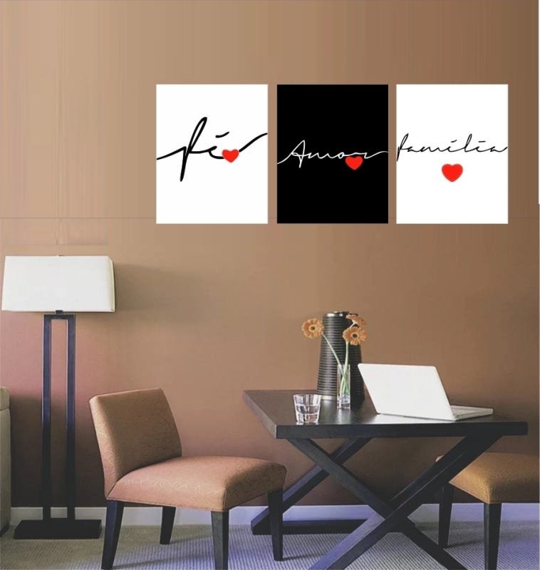 Conjunto Kit De Quadros Amor Família Fé Gratidão - 6