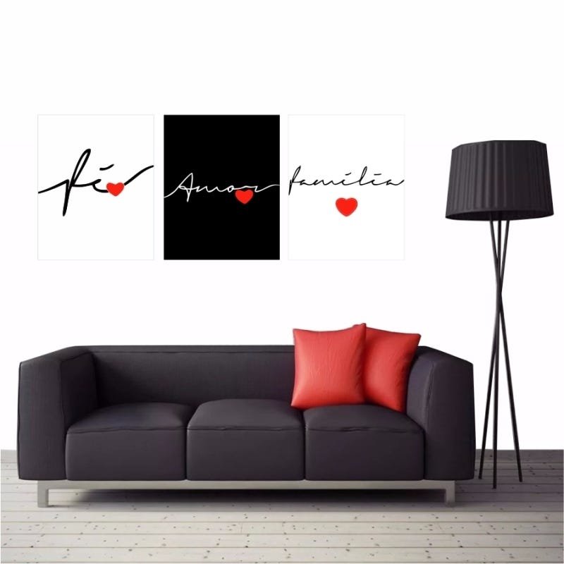 Conjunto Kit De Quadros Amor Família Fé Gratidão - 2