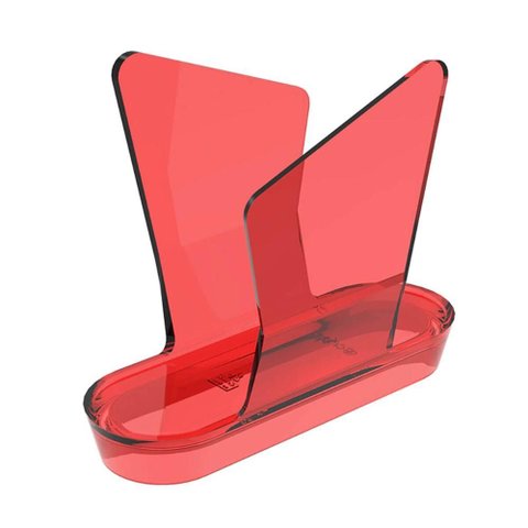 Kit 48 Porta Guardanapos Vermelho Transparente de Mesa Plástico Crippa Restaurante Cafeteria