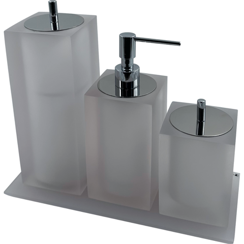 Conjunto Bancada Quadrado 3 Pçs 966 - Cor: 589 Cristal Fosco/ Mt Cromado