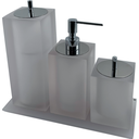 Ver imagem 1 de Conjunto Bancada Quadrado 3 Pçs 966 - Cor: 589 Cristal Fosco/ Mt Cromado