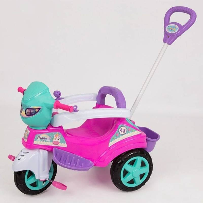 Triciclo Baby City Pedal e Empurrador Menina Rosa - Maral - Diversão e Estilo para As Pequenas