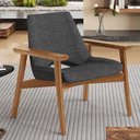 Ver imagem 6 de Kit 02 Poltronas Decorativa para Sala de Estar Living Base Madeira Becker L02 Linho Cinza Escuro -