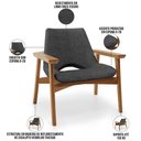 Ver imagem 7 de Kit 02 Poltronas Decorativa para Sala de Estar Living Base Madeira Becker L02 Linho Cinza Escuro -