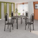 Ver imagem 1 de Conjunto de Mesa Tubular 120cm x 75cm Tampo Ardósia Indiano com 4 Cadeiras Lara Prata/Preto Liso/Mart
