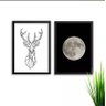 Conjunto Kit De Quadros Cervo Alce Lua Sala Moldura E Vidro - 1