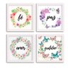 Conjunto Kit Quadros Decorativos Fé Paz Amor Gratidão Floral - 1
