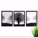 Ver imagem 1 de Conjunto Kit 3 Quadros P Sala Abstrato Preto E Branco Árvore