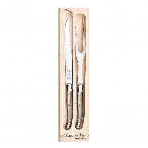Garfo e Faca para Churrasco em Inox Laguiole Champagne