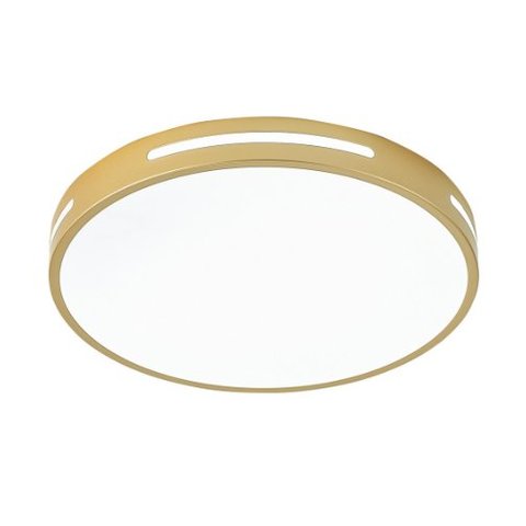 Plafon de Sobrepor Redondo Dourado 40cm Led 25w 3 em 1 Bivolt Paris Luz