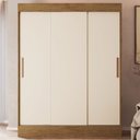 Ver imagem 1 de Guarda-Roupa Solteiro Marselha 3 Portas 2 Gavetas Off White/Nogueira - Doripel
