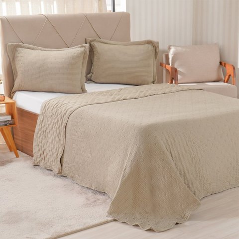 Kit Colcha King Santorini New 260x280cm Linho