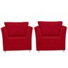 Kit 02 Poltronas Decorativa para Sala e Quarto Lisboa Suede Vermelho - 1