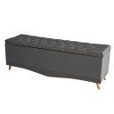 Ver imagem 2 de Kit Helena Cabeceira de Cama Painel e Calçadeira Baú Queen 160 Cm Suede Grafite Eli Móveis e Decoraç