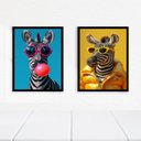 Ver imagem 1 de Kit 2 Quadros Decorativos Zebras de Óculos 24x18cm - com Vidro:moldura Preta