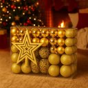 Ver imagem 7 de Kit 100 Bolas Dourado Mista Lisa Glitter Decoração Enfeite Árvore Natal e Ponteira (Brinde) Luvinco