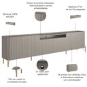 Ver imagem 2 de Rack para Sala de Estar Tv 85 Pol 4 Portas Brise Pés Industrial Dourado Alef I03 Grigio - Lyam Decor