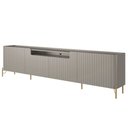 Ver imagem 4 de Rack para Sala de Estar Tv 85 Pol 4 Portas Brise Pés Industrial Dourado Alef I03 Grigio - Lyam Decor