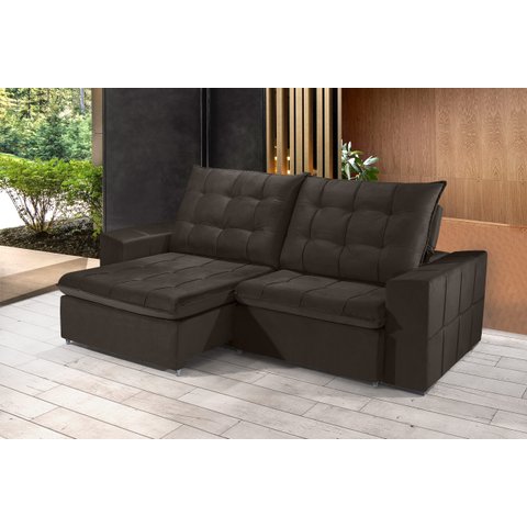 Sofá Retrátil e Reclinável 2,90m Estilo Estofados - Cancún com Softgel D33 "marrom"