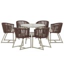 Ver imagem 1 de Mesa e 6 Cadeiras de Jantar Noronha Fendi E6 Trama Original Marrom