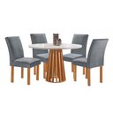 Ver imagem 2 de Mesa Kansas 100cm 4 Cadeiras Canela Tampo Redondo Plus Vidro Off White